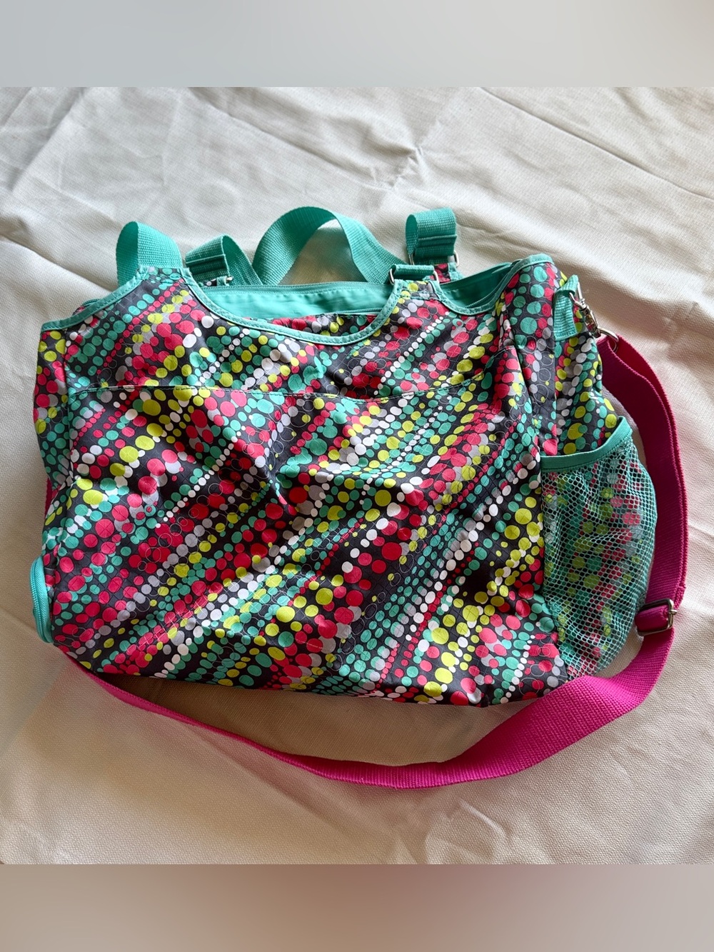 Thirty-one All Pro Multi-Color Dot Print Women’s Tote Bag - Teal, Pink, Yellow